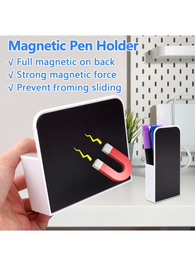 PTTIMFFM 4 Pack Magnetic Pen & Marker Organizer, White Magnetic Holder for Fridge and Whiteboards - Image 2